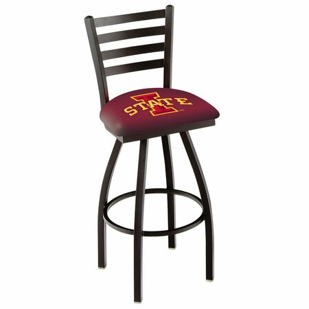 HOLLAND BAR STOOL CO 30" Blk Wrinkle Iowa State Swivel Bar Stool, Ladder Back L01430IowaSt